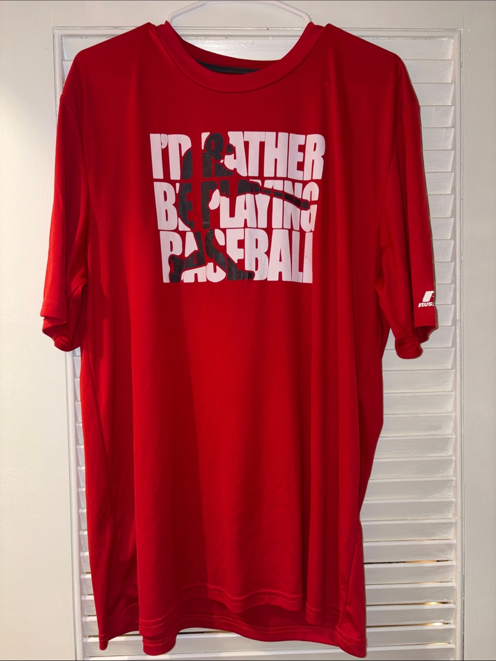 Men's Red Russell’s Athletics Graphic Baseball T-shirt🔥